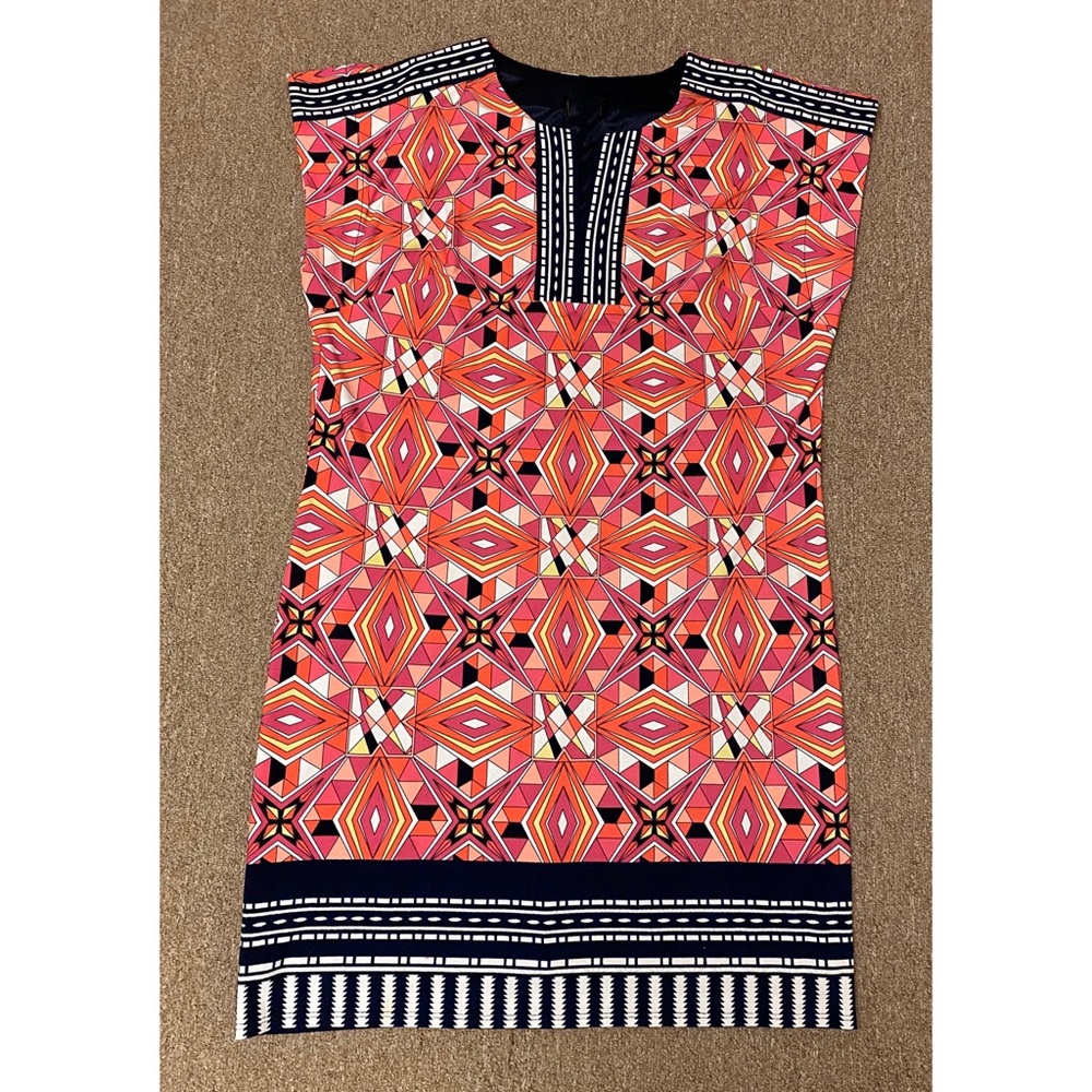 Nordstrom Geometric Pink and Black Midi Dress